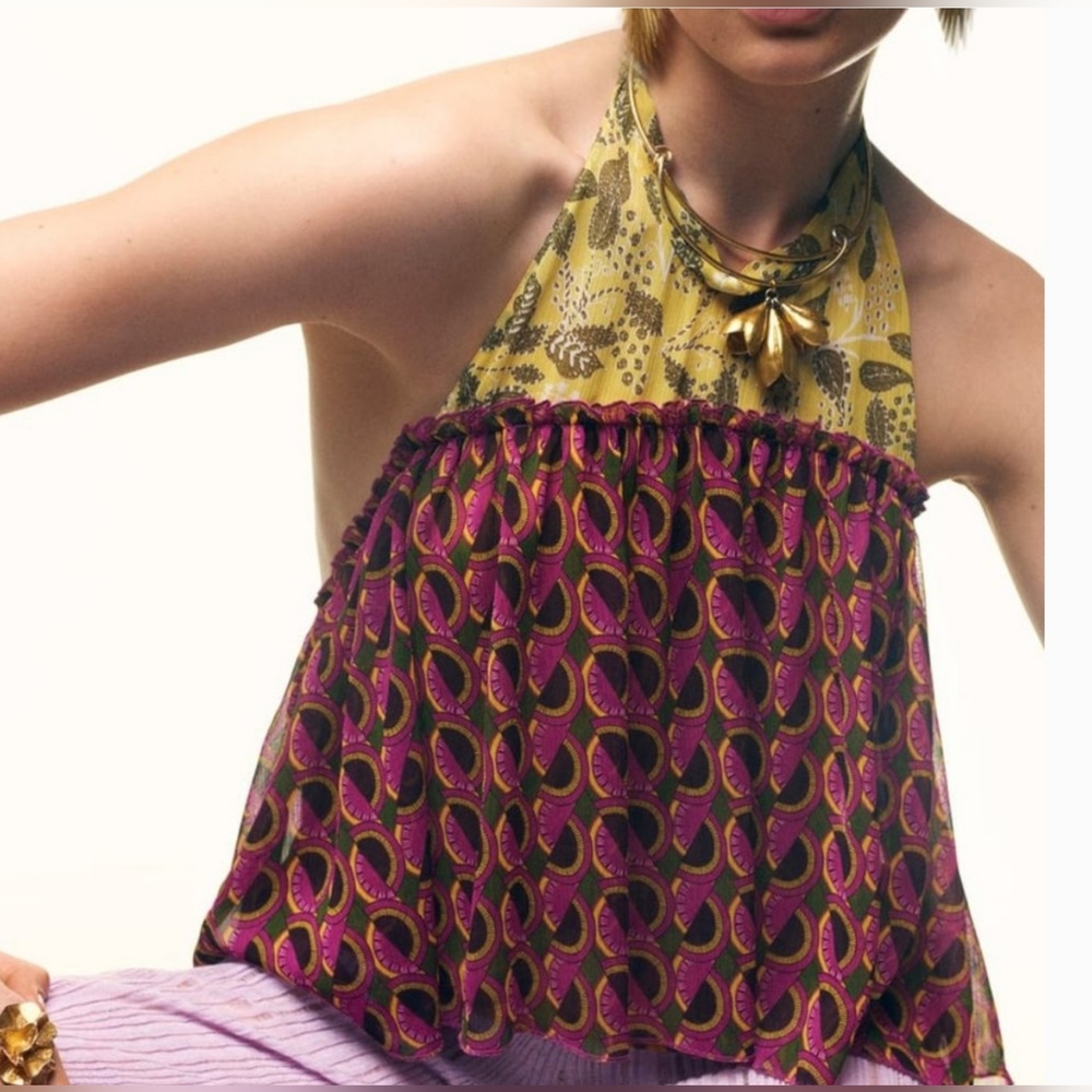 NWT ZARA CHEMISE HALTER TOP